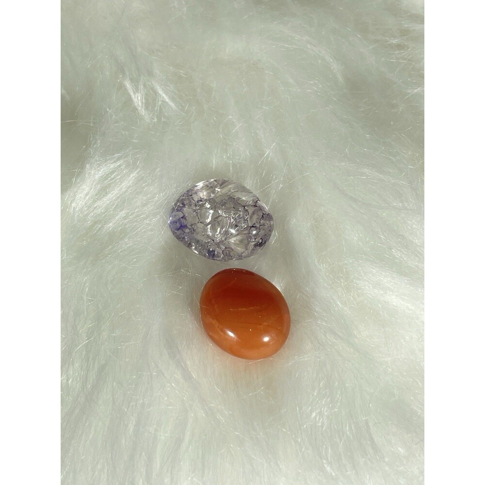 Crystal Bundle Orange Chalcedony Purple Crackle Quartz Glass Palm Stones Lot 2